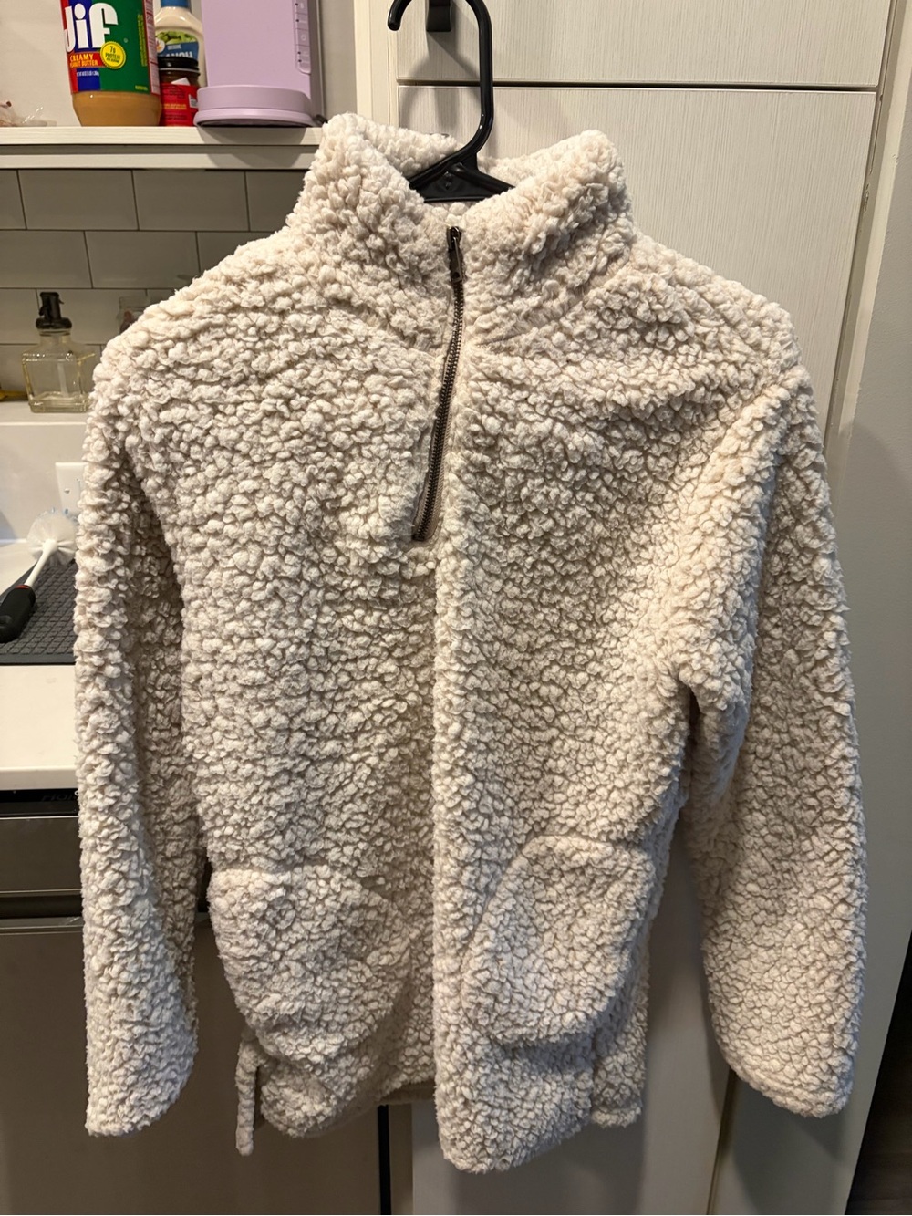 S Cream Sherpa Half-Zip Pullover